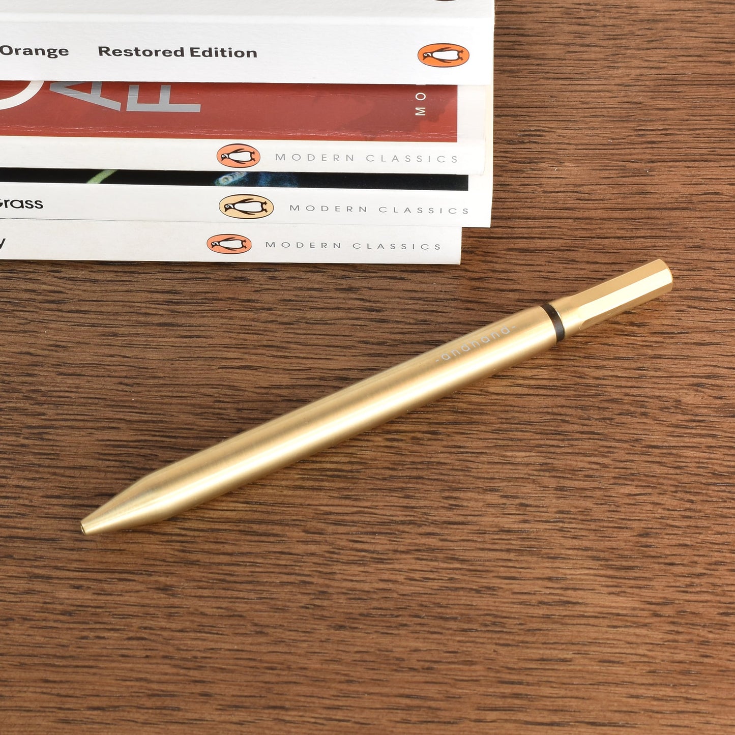 Solid brass ballpoint pen from Andhand. An expertly precise writing tool featuring a smooth mechanism and modern minimal design. Amazingly durable and refined.