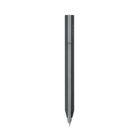 Core retractable pen in black finish. It is elegantly minimal in design and has been crafted from a durable palette of materials. Unique retracting mechanism and stylish modern form.