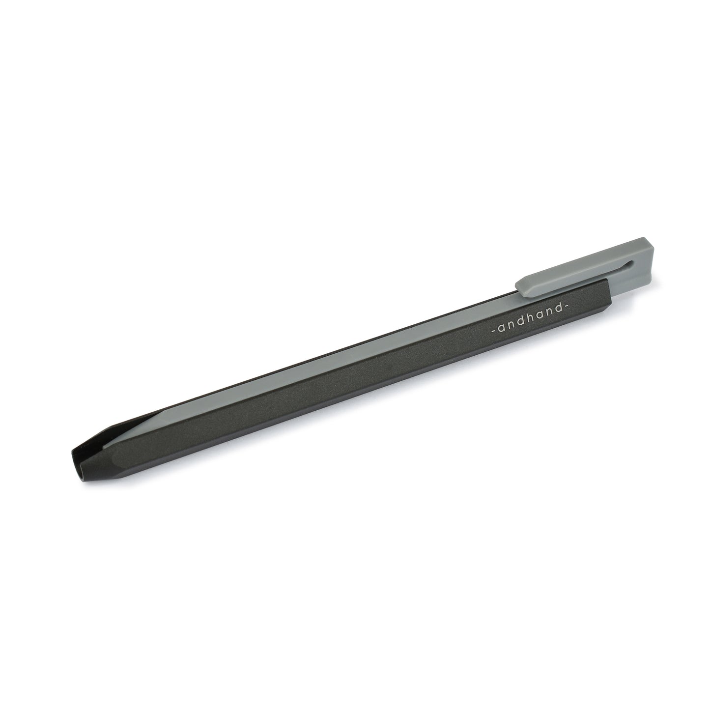 Core retractable pen in black finish. It is elegantly minimal in design and has been crafted from a durable palette of materials. Unique retracting mechanism and stylish modern form.