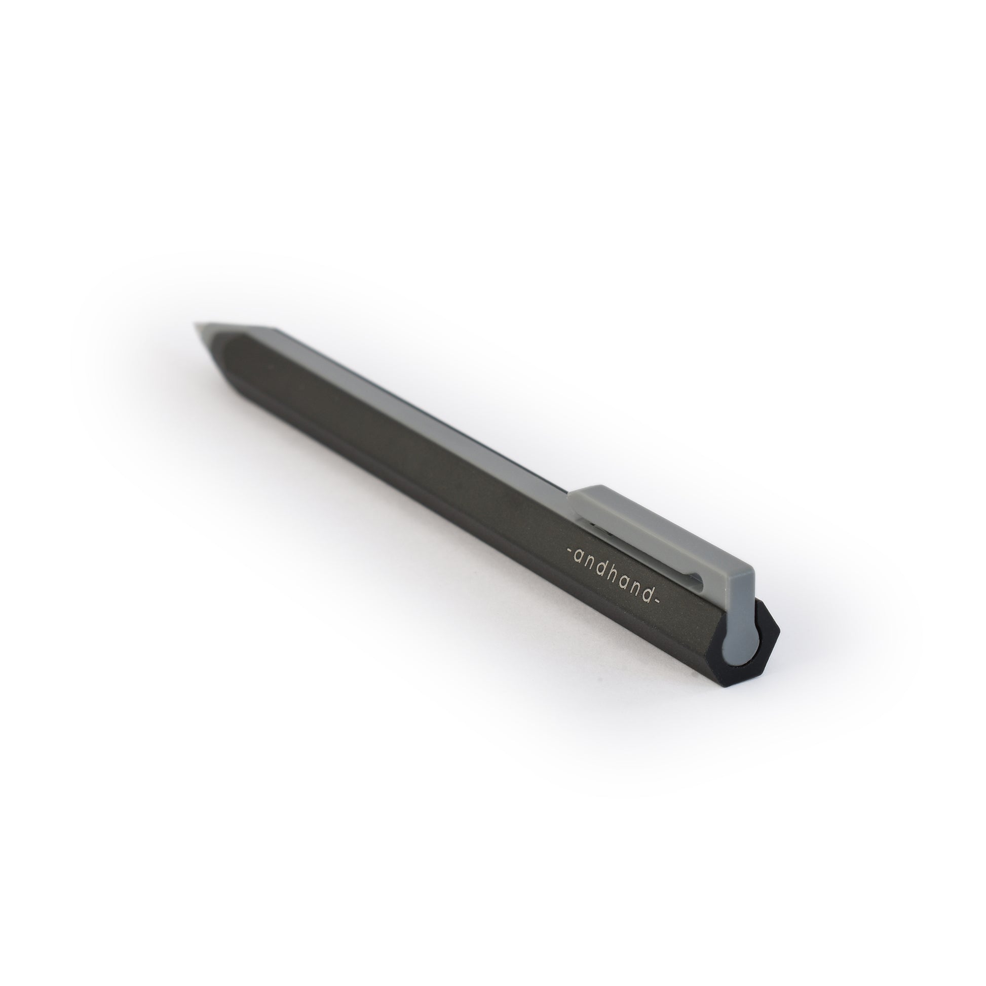 Core retractable pen in black finish. It is elegantly minimal in design and has been crafted from a durable palette of materials. Unique retracting mechanism and stylish modern form.