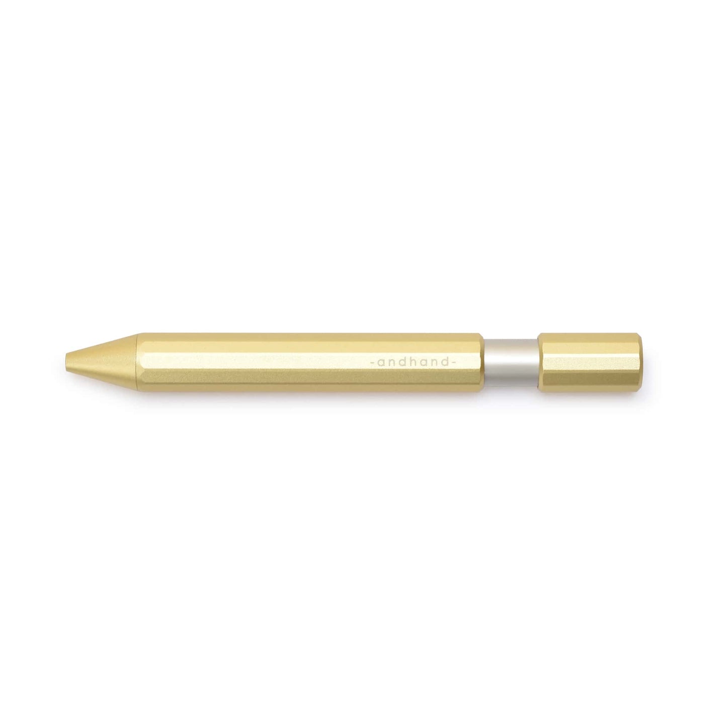 Aspect retractable pen in gold lustre anodized finish. A great pen for journaling, sketching or note taking. Equipped with a capless system rollerball cartridge for great ink flow.