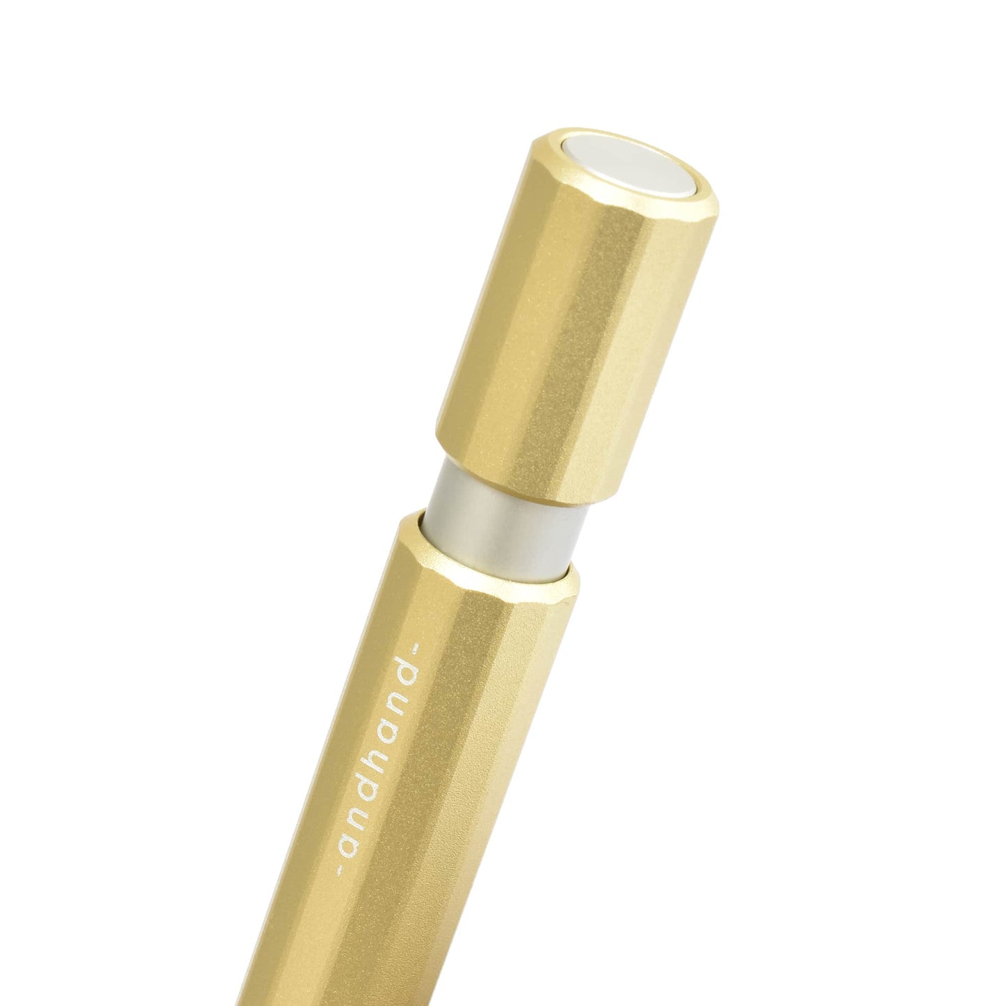 Aspect retractable pen in gold lustre anodized finish. A great pen for journaling, sketching or note taking. Equipped with a capless system rollerball cartridge for great ink flow.