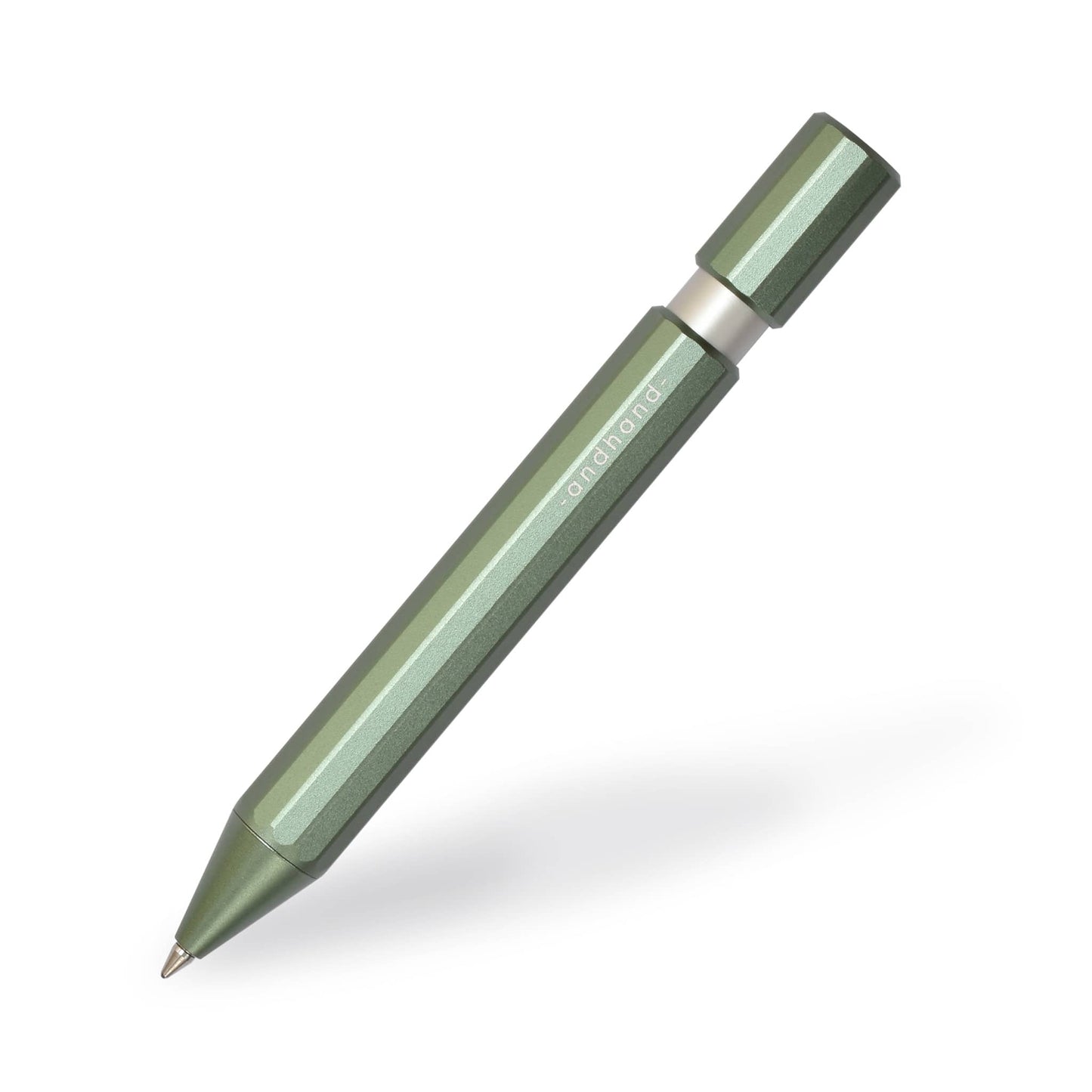 Aspect retractable pen in forest green anodized finish. A great pen for journaling, sketching or note taking. Equipped with a capless system rollerball cartridge for great ink flow.