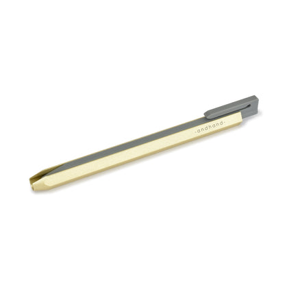 Core retractable pen is elegantly minimal in design and has been crafted from a durable palette of materials. Unique retracting mechanism and stylish gold finish.