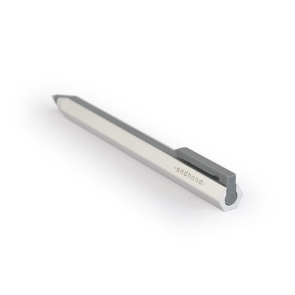 Core retractable pen is elegantly minimal in design and has been crafted from a durable palette of materials. Unique retracting mechanism and stylish silver finish.