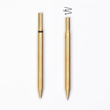 Solid brass ballpoint pen from Andhand. An expertly precise writing tool featuring a smooth mechanism and modern minimal design. Amazingly durable and refined.